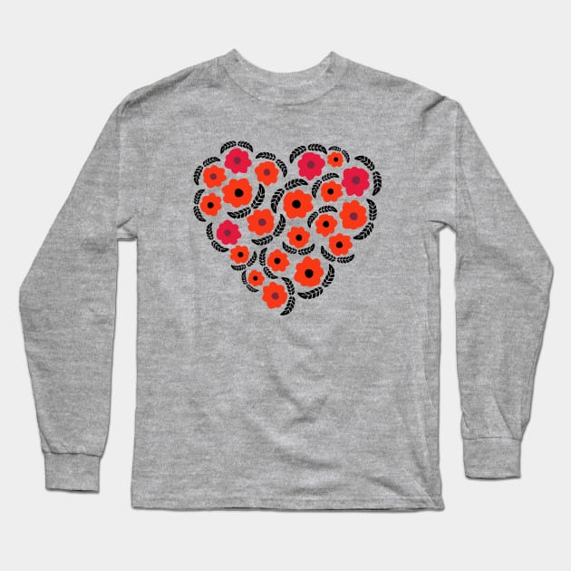 Flowers and Feathers Heart Long Sleeve T-Shirt by PatrioTEEism